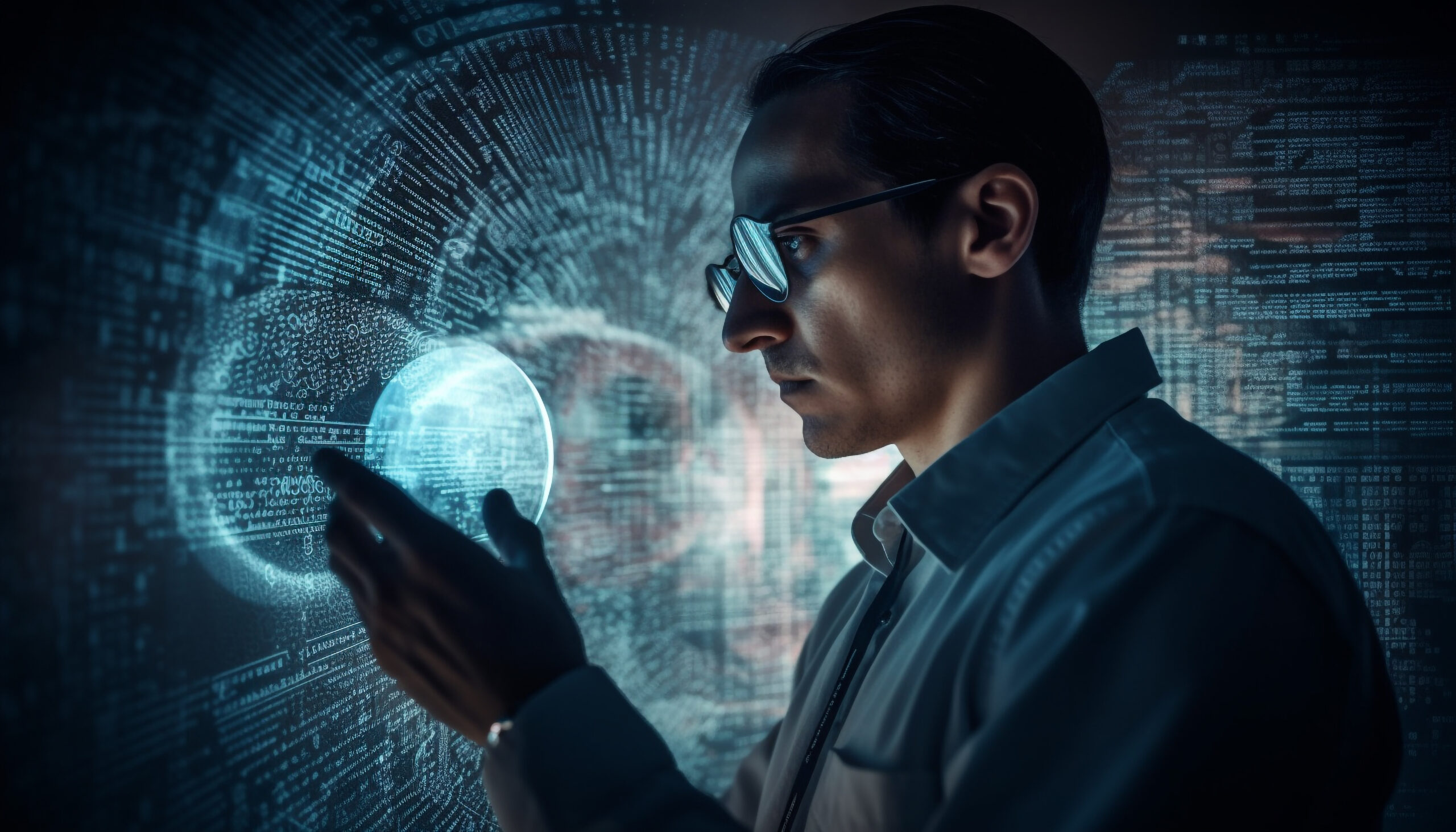 Young businessman coding futuristic virtual reality simulator generated by artificial intelligence SSUCv3H4sIAAAAAAAACoRSy27DIBC8V+o/WJxj1Y86sfMTPeQY9bAGYpNgiACniqL8exdjIi5Vb96Z3dmZxY/3tywjPVhByT57+AprIeVsnQEntEK43Ky44Ypxg0gRkZupt0UKgEgHOBNOGwEybenB0VHBxBFUs5Qefi4ksQ7cbLn1XlaIguMDagTwJREMH0OdRWIhcQIp8tWfOXWWbBLKzr2nSITCjj8EDmJQ9uNwn3ot/5EJH9+vIwxc0fsSIglnuOQQwh1DK7n8OG6mNC7MTOgk6U1TwO37rE6UrkZQoYZkTLtxeZg4RvWsnPEWSHROpNZX6KU/+wk1ecRHsBbbWcSTRRR/Az0le5R2S4BVlTB8HV+WdV01bVXV3a7adXVZFGtDeNFRoM5iJwphTS+CpdGFd0DallfQ9CxvGzjln6cW8g4Vc15uWVcDNB3f4eGfvwAAAP//AwC6lzMhugIAAA==